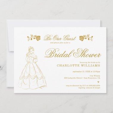 Gold Beauty and the Beast Bridal Shower Invitations
