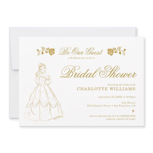 Gold Beauty and the Beast Bridal Shower Invitations