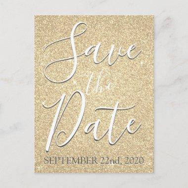 Gold Birthday Sparkle Glitter Save the Date Announcement PostInvitations