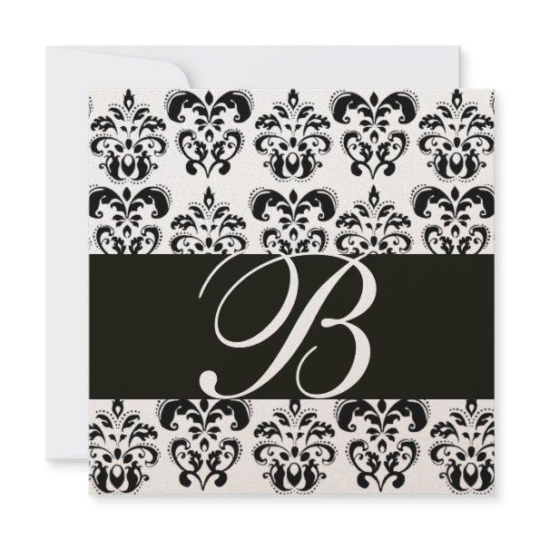 GOLD & BLACK DAMASK MONOGRAM , white