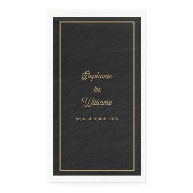 Gold Black Elegant Name Simple Minimal Wedding Paper Guest Towels