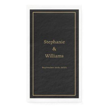Gold Black Elegant Simple Name Minimal Wedding Paper Guest Towels
