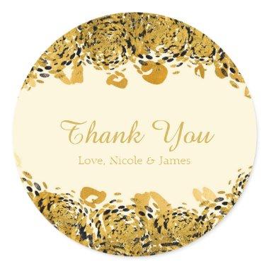 Gold & Black Exotic Jungle Cheetah Cream Favor Classic Round Sticker