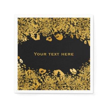 Gold & Black Exotic Jungle Cheetah Elegant Paper Napkins