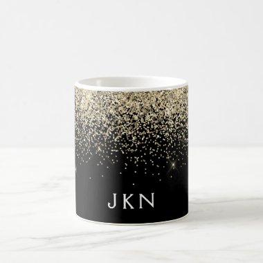 Gold Black Girly Glitter Sparkle Monogram Name Coffee Mug