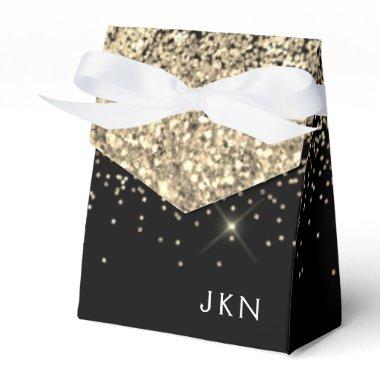 Gold Black Girly Glitter Sparkle Monogram Name Favor Boxes