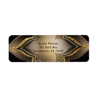 Gold Black & Glam Exotic Flower Party Invitations Label
