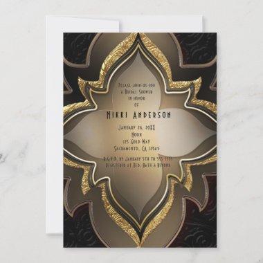 Gold Black Glam Exotic Flower Party Invitations