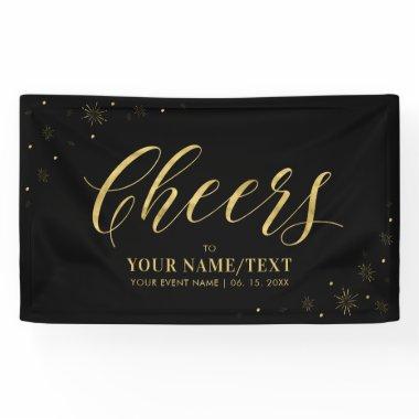 Gold & Black | Modern Cheers All Occasions Party Banner