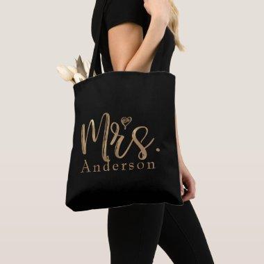 Gold & Black MRS. Typography Modern Minimal Type Tote Bag