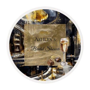 Gold black Night Club Champagne  Edible Frosting Rounds
