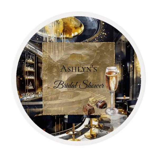 Gold black Night Club Champagne  Edible Frosting Rounds