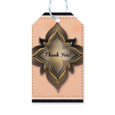 Gold Black & Peach Exotic Chic Flower Party Favor Gift Tags