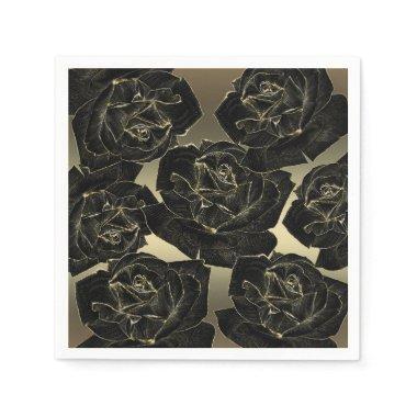 Gold & Black Rose Glam Elegant Classy Chic Party Napkins