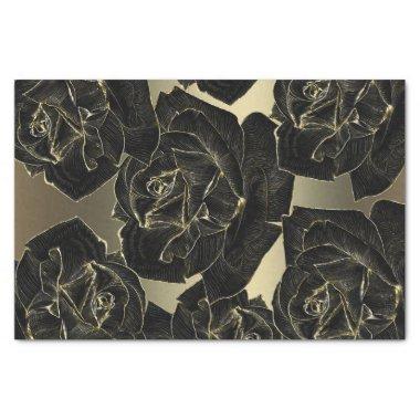 Gold & Black Rose Glam Elegant Classy Chic Party Tissue Paper