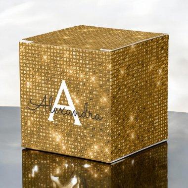 Gold & Black Shimmer Monogram - Add Your Name Favor Boxes