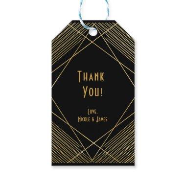 Gold & Black Simple Elegant Modern Glam Deco Party Gift Tags