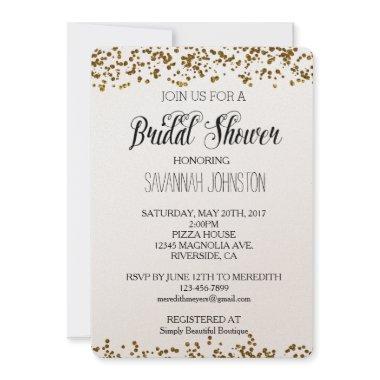 Gold Bling Glitter Confetti bridal shower Invitations