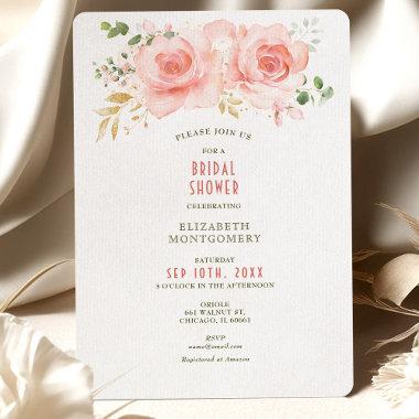 Gold & Blush Bridal Shower Summer Invitations