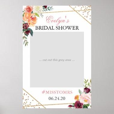 Gold Blush Pink Floral Bridal Shower Photo Prop Poster