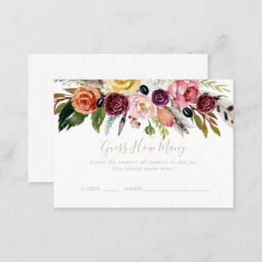 Gold Boho Floral Guess How Many Game Invitations