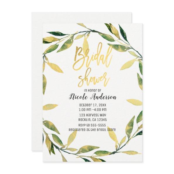 Gold Botanical Green Leaf Wreath