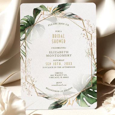 Gold & Botanical Greenery Bridal Shower Invitations