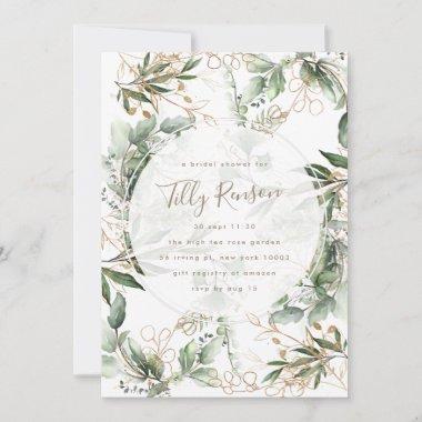 Gold Botanical Succulent Elegant Bridal Shower Inv Invitations