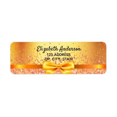 Gold bow elegant return address label