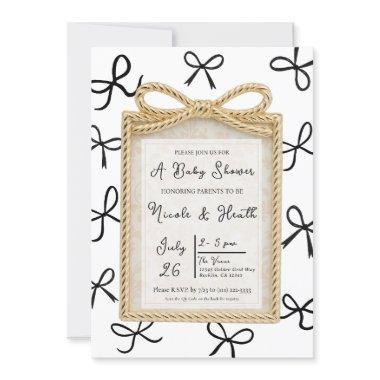 Gold Bow Frame & Little Black Bows Baby Shower