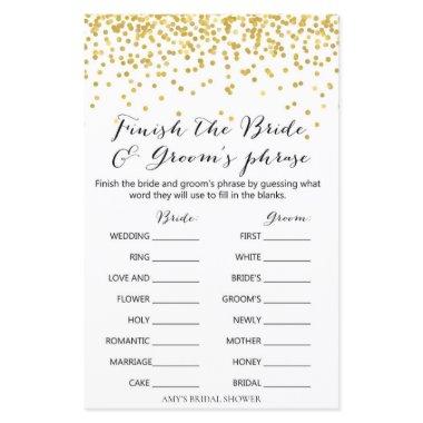 Gold Bridal Shower Game - Finish the Phrase