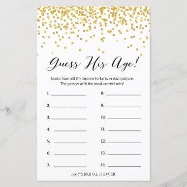 Gold Bridal Shower Game - How old was Groom