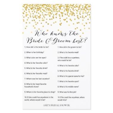 Gold  Game - who knows bride & groom