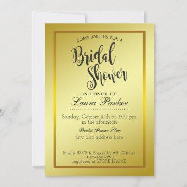Gold Bridal Shower Striped Glitter Classic Invitations