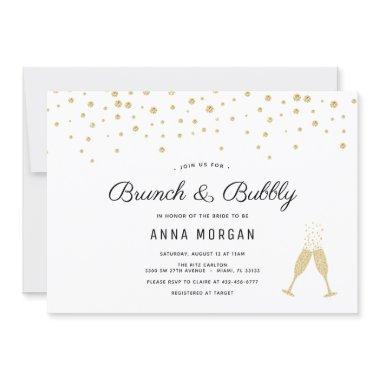 Gold Brunch and Bubbly Bridal Shower Invitations