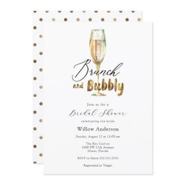 Gold Brunch and Bubbly Champagne Bridal Shower Inv Invitations