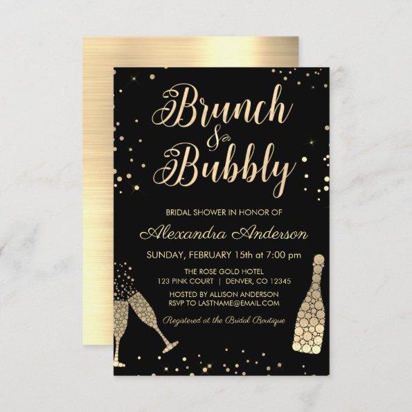 Gold Brunch & Bubbly Bridal Shower Invitations