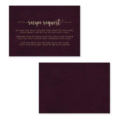 Gold Burgundy Wedding Recipe Request Enclosure
