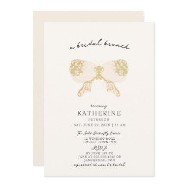 Gold Butterfly Blush Pink Modern Bridal Shower Invitations