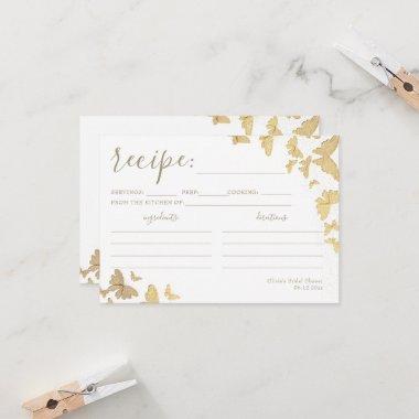 Gold Butterfly Bridal Shower Recipe Invitations