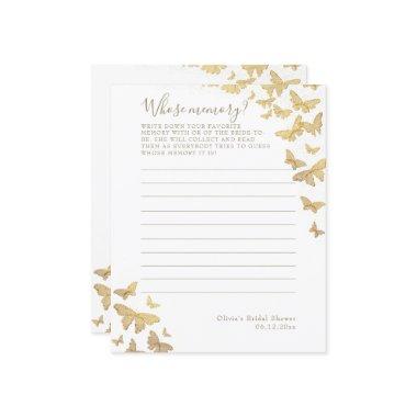 Gold Butterfly Bridal Shower Whose Memory Game