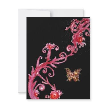 GOLD BUTTERFLY , bright red black Invitations