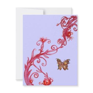 GOLD BUTTERFLY , bright red blue Invitations