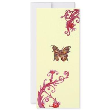 GOLD BUTTERFLY , bright red cream Invitations