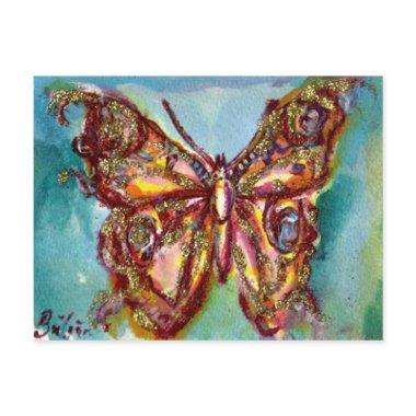 GOLD BUTTERFLY IN BLUE POST