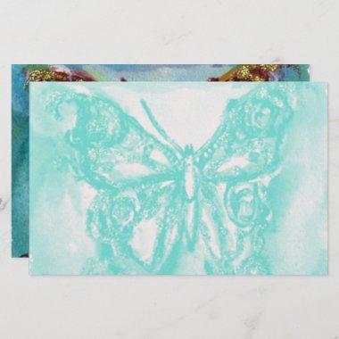GOLD BUTTERFLY IN BLUE STATIONERY