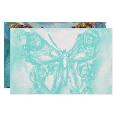 GOLD BUTTERFLY IN BLUE STATIONERY