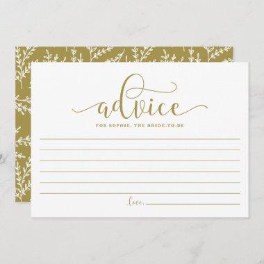 Gold Calligraphy Adivce for the Bride to Be Advice Card