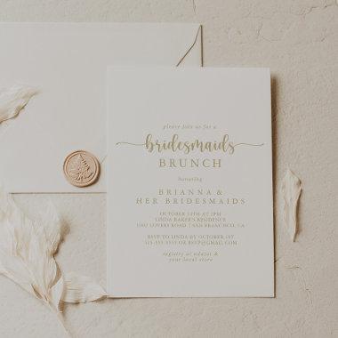 Gold Calligraphy Bridesmaids Brunch Shower Invitations