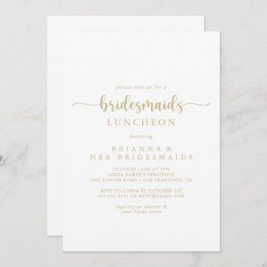 Gold Calligraphy Bridesmaids Luncheon Shower  Invitations